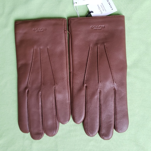 COACH MEN'S LEATHER GLOVES:NWT DARK SADDLE XL 54182 - Picture 3 of 10
